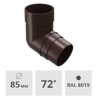 Колено трубы 72° Docke Premium 85 мм, шоколад (RAL 8019)