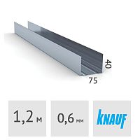 Профиль направляющий нарезанный Knauf UW 75 x 40 x 1200 мм, сталь 0.6 мм