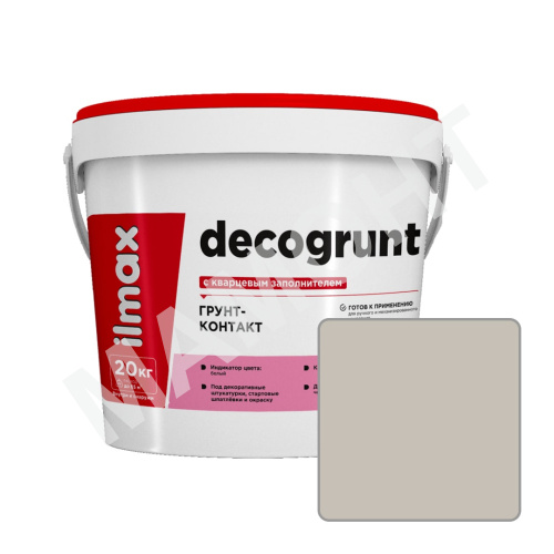 Грунт-контакт с кварцевым заполнителем ilmax decogrunt, 2914T, 20 кг