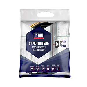 Уплотнитель для окон и дверей Tytan Professional D чёрный 9 мм x 6 м