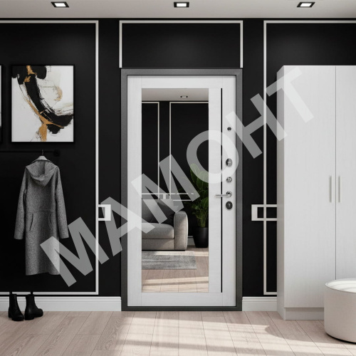 Дверь УРБАН Зеркало РЕФЛЕКТ ЛАРЧЕ Орех темный / Бьянко Промет - Фото 2