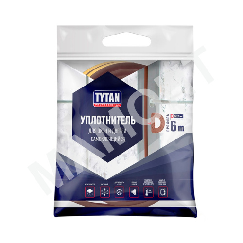 Уплотнитель для окон и дверей Tytan Professional D коричневый 9 мм x 6 м - Фото 2