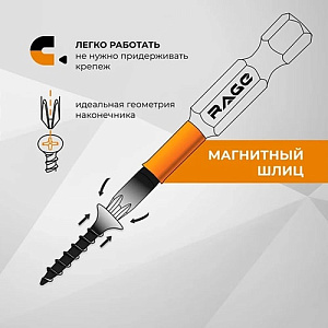 Биты "звездочки" TORX-10 50 мм торсионные (2 шт.) RAGE by VIRA (554145)