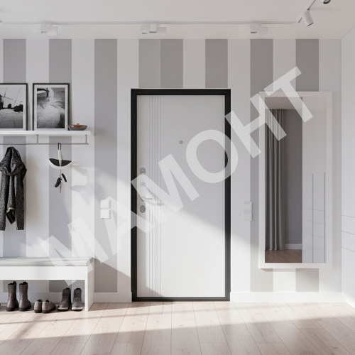 Дверь ЛУАРА Эмаль Бетон графит / Экошагрень белая Промет - Фото 2