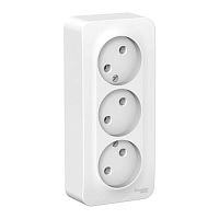 Розетка Systeme Electric BLANCA открытой установки тройная без заземления, белый