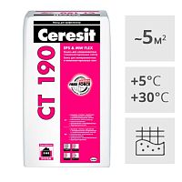 Клей для теплоизоляции и армирующей сетки Ceresit CT 190, 25 кг