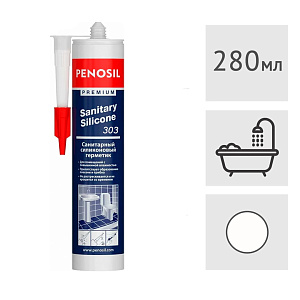 Силиконовый герметик Penosil Premium Sanitary Silicone 303 санитарный белый, 280 мл