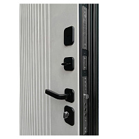 Дверь РОНА Бетон графит / Бетон снежный (+ чёрный муар) Промет