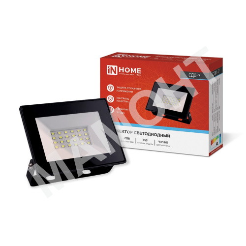 Прожектор светодиодный СДО-7 30Вт черный IN HOME