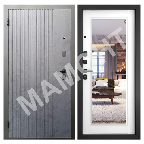 Дверь РОНА Зеркало Бетон графит / Арктик Промет