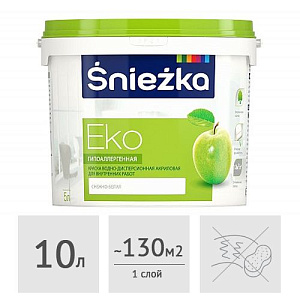Краска акриловая Sniezka Eko белая, 10 л