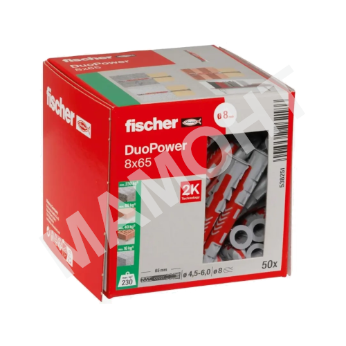 Дюбель распорный универсальный 8 x 65 мм (50 шт.) Fischer DUOPOWER (538251K)