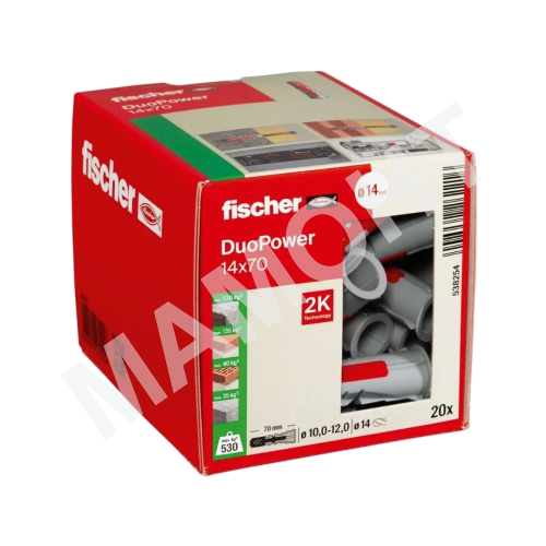 Дюбель распорный универсальный 14 x 70 мм (20 шт.) Fischer DUOPOWER (538254K)