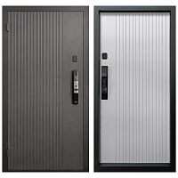 Дверь РОНА СМАРТ Бетон графит / Шагрень белая (+ черный муар) Промет