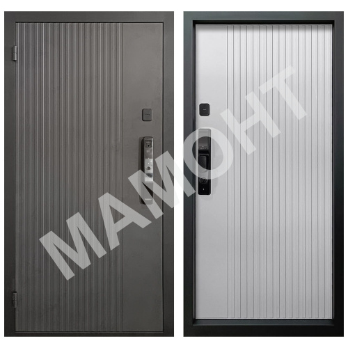 Дверь РОНА СМАРТ Бетон графит / Шагрень белая (+ черный муар) Промет