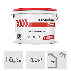 Шпатлевка готовая полимерная финишная DANOGIPS Dano Top, 10 л (16,5 кг)