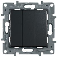 Выключатель Legrand ETIKA 3-клавишный, антрацит