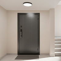 Дверь РОНА СМАРТ Бетон графит / Шагрень белая (+ черный муар) Промет