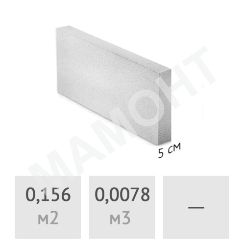 Блок газосиликатный 50 x 250 x 625 мм Могилевский КСИ (до 30% колотые)