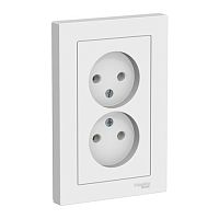 Розетка Systeme Electric ATLASDESIGN двойная без заземления в сборе с рамкой, белый