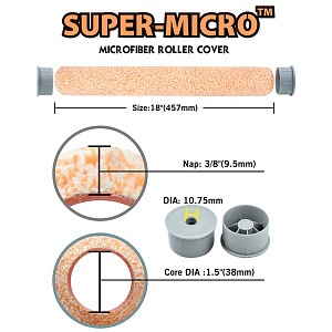 Ролик микрофибра 457 мм (ворс 9,5 мм) под ручку 10 мм Rollingdog Super-Micro (00395)