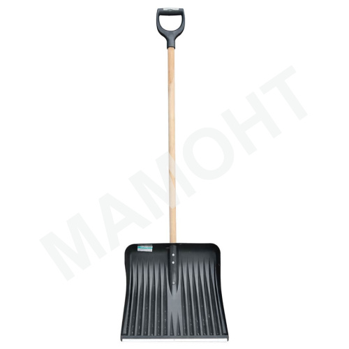 Лопата снеговая пластиковая 400 х 450 мм, 160 см с деревянным черенком и усиленной ручкой RV Plast
