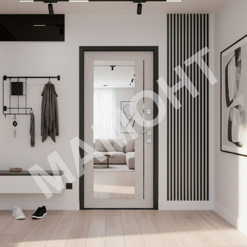 Дверь МАРС 12 Зеркало Антрацит / Эшвайт Промет - Фото 2