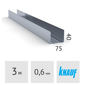 Профиль направляющий Knauf UW 75 x 40 мм, сталь 0.6 мм