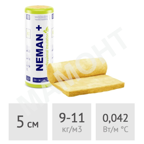 Утеплитель из стекловолокна 5 см НЕМАН+ М-11 Лайт в матах 15 м2