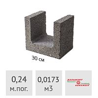 Блок керамзитобетонный для перемычек 300 x 240 х 240 мм ТермоКомфорт (до 5% колотые)
