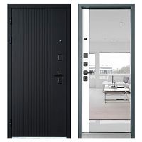 Дверь УЛЬТИМА Зеркало Черная шагрень / Вайт с лаком Промет