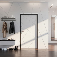 Дверь ЛУАРА Бетон графит / Экошагрень белая Промет