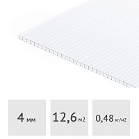 Сотовый поликарбонат 4 мм TitanPlast 2,1 х 6 м (прозрачный), 0,48 кг/м2