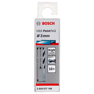 Сверло по металлу ц/х 3.0 х 33 х 61 мм BOSCH PointTeQ HSS (2608577198)