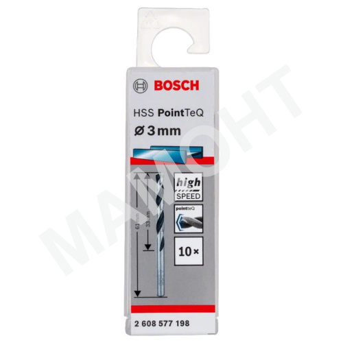 Сверло по металлу ц/х 3.0 х 33 х 61 мм BOSCH PointTeQ HSS (2608577198)