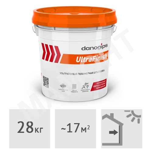 Шпатлевка готовая полимерная финишная DANOGIPS UltraFinish, 17 л (28 кг)