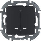 Выключатель Legrand INSPIRIA 2-клавишный с подсветкой, антрацит