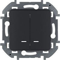 Выключатель Legrand INSPIRIA 2-клавишный с подсветкой, антрацит