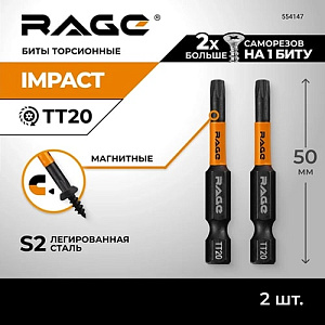 Биты "звездочки" TORX-20 50 мм торсионные (2 шт.) RAGE by VIRA (554147)