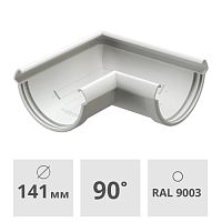 Угол желоба 90° Docke Lux ПВХ 141 мм, пломбир