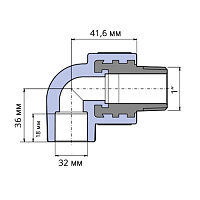Угольник ПП 90° с металлической наружной резьбой Wavin Ekoplastik