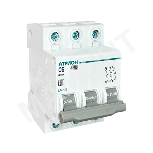 Автоматический выключатель АТРИОН ВА47-29, 3P, хар. C