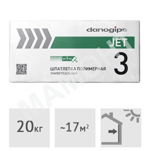 Шпатлевка полимерная DANOGIPS DANO JET 3, 20 кг