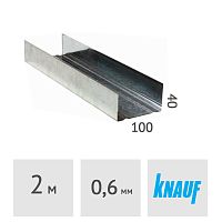 Профиль направляющий нарезанный Knauf UW 100 x 40 x 2000 мм, сталь 0.6 мм