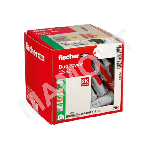 Дюбель распорный универсальный 12 x 60 мм (25 шт.) Fischer DUOPOWER (538253K)