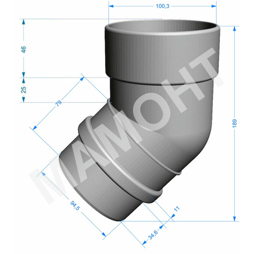 Колено трубы 72° Docke Lux ПВХ 100 мм, пломбир
