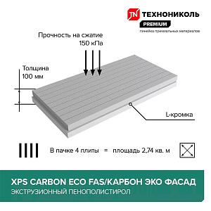 Экструдированный пенополистирол 10 см фрезерованный Технониколь Carbon Eco FAS/2 S/2, 0,68 м2