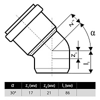 Отвод 30° ПВХ для наружной канализации KGB