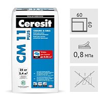 Клей для плитки и керамогранита Ceresit CM11 Plus, 25 кг