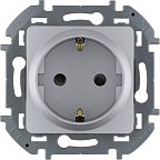 Розетка Legrand INSPIRIA с заземлением со шторками, алюминий